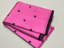 Strikingly beautiful Candy Pink with Deep Purple Handwoven Pure Zariless Kanjivaram with Silk buttas woven body with small banarasi borders rich pallu and contrast woven blouse