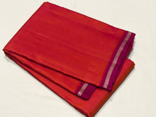Nayaki- Gorgeous Orange Pink with Pink Handwoven Pure Kanjivaram Silk without zari with a beautiful small borders with pillayar moggu with rich seer pallu and contrast woven blouse