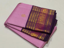 Vaibhogam- Gorgeous Soft Lotus Pink with Deep Magenta Handwoven Pure jari Korvai with elephant and annapakshi buttas Kanjivaram Silk with rich varisaipet borders beautiful pallu and contrast Deep Magenta woven blouse