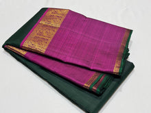 Deep Bottle Green with Dark Magenta Handwoven Pure Jari Kanjivaram Silk Saree with Broad Borders beauty