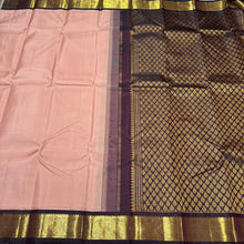 Geva with Dark Coffee Brown Korvai Handwoven Pure Jari Kanjivaram Silk Saree with rich annapakshis woven beautiful borders gorgeous and finely woven pallu and contrast woven blouse
