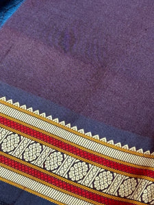 Dual tone brownish Purple Buttas with Pichwai Pallu Handwoven Pure Zariless Kanchipuram Silk Saree Beauty- unique color