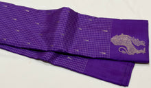 Saranga- Gorgeous Purple with Lavandar Handwoven Pure Twisted Gold & Silver Jari Borderless Kanjivaram Silk with buttas and checks woven beautiful body with simhayazhi borders rich pallu and contrast lavandar blouse