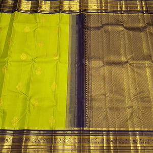 Dual tone Green with Dark Jamoon Purple Korvai with Buttas Handwoven Pure Jari Kanjivaram Silk Saree Beauty intricate weave