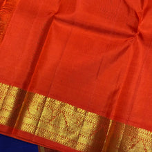Sarasangi-Fantastic MS Blue with Orange Handwoven Pure Jari Korvai Kanjivaram Silk with beautifully woven borders rich pallu and contrast woven blouse