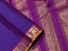 Beautiful Purple with Purplish Magenta Handwoven Pure Kanjivaram Silk Saree with classy borders seer pallu and contrast woven blouse