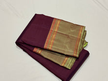 Deep Maroon with Elaichi Beige Green Handwoven Pure Lighter Kanjivaram Silk Saree with Classic Doublepet Borders Pallu and Contrast Blouse beauty