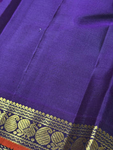 Emerald Green with Purple with Buttas Handwoven Pure Kanjivaram Silk Saree Beauty