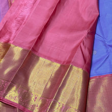 Lavendar with Coral Pink Handwoven Pure Jari Korvai with Buttas rich Long and Short borders with rich pallu and contrast woven blouse beauty