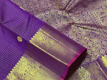 Vintage Recreation- Deep Magenta with Gold Handwoven Pure Jari Oosi Checks with mayil chakram buttas woven body with rich borders gorgeous pallu and self colored blouse