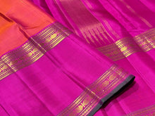 Orange with Pink Handwoven Pure Jari Kanjivaram Silk Saree with Doublepet Borders and Mallimoggu buttas Beauty