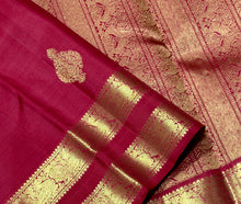 Sahana- Stunning Deep Red with Gold Buttas with Doublepet borders Handwoven Pure Jari Kanjivaram Silk with rich pallu and self colored blouse