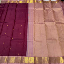 Dark Maroon wjth Onion Pink Korvai with Buttas Handwoven Pure Kanjivaram Silk Saree with rich borders pallu and contrast woven blouse beauty