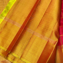 Red with Golden Sampanga Checks with 1000 buttas style woven Handwoven Kanjivaram Silk Saree with classy plain borders rich pallu and contrast woven blouse beauty