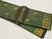 Sahana- Stunning Deep Green Vairaoosi with Buttas Handwoven Pure Jari Kanjivaram Silk with beautiful bird buttas woven body with rich borders pallu and self colored blouse