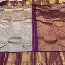 Abirami with Deep Purple Buttas Korvai Handwoven Pure Jari Kanjivaram Silk Saree Beauty