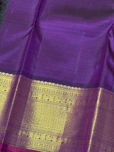 Peachish Beige with Jamoon Purple Buttas Korvai Handwoven Pure Jari Kanjivaram Silk Saree with rich borders pallu and contrast woven blouse beauty