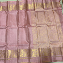 Sahana- Peach with Gold Handwoven Pure Kanjivaram Silk in beautiful VanasingaramBorders rich Vanasingaram woven pallu and self colored blouse