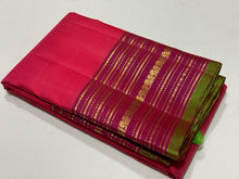 Dual tone Orange Pink with Magenta Handwoven Pure Light Weight Kanjivaram Silk Saree