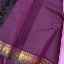 Nayaki- Gorgeous Lotus Pink with Dark magenta Small borders Handwoven Pure Jari Kanjivaram Silk with small borders rich pallu and contrast woven blouse