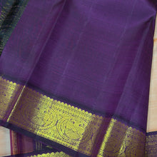 Sarasangi- Gorgeous Sandal Beige with Deep Purple Handwoven Pure Jari Korvai Kanjivaram Silk with beautiful gandaberundas woven borders rich pallu and contrast woven blouse
