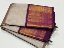 Abirami with Deep Purple Buttas Korvai Handwoven Pure Jari Kanjivaram Silk Saree Beauty