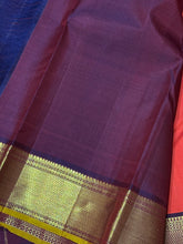 Stunning Bright Orange with Brown Handwoven Pure Jari Kanjivaram Silk Saree with rich bawanchi borders with mustard selvedges contrast pallu and blouse