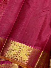Vaibhogam- Gorgeous Peacock Blue with Deep Arakku Red  Handwoven Pure 2g Jari Korvai with Buttas Kanjivaram Silk with rich borders gorgeous pallu and contrast woven blouse