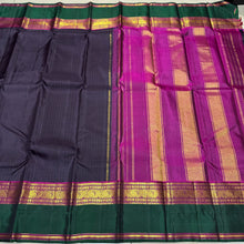 Dark Kanchana Brown with Deep Magenta Muthukattam Body with Rettapet Borders Rich Pallu and Contrast woven blouse beauty