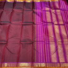 Deep Maroon with Magenta Pink Handwoven Small Borders Pure Jari Kanjivaram Silk Saree Beauty