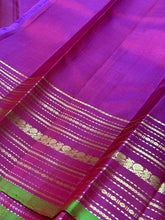 Dual tone Orange Pink with Magenta Handwoven Pure Light Weight Kanjivaram Silk Saree