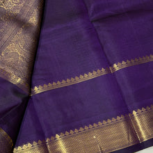 Sahana- Stunning Deep Purple with Gold Handwoven Pure Jari Kanjivaram Silk with Gandaberundas and Yazhis woven beautiful araimadam borders Rich Pallu and self colored blouse
