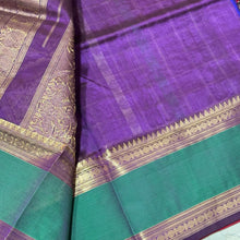 Purple with Green 1000 Buttas Mayil Chakram motifs Handwoven Premium Kanjivaram Silkcotton Saree Beauty