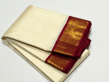 Sarasangi- Beautiful Offwhite with Arakku Handwoven Pure Jari Korvai Kanjivaram Silk with rich woven borders gorgeous pallu and contrast woven blouse
