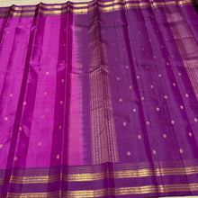 Sahana- Gorgeous Pink with Purple Buttas Handwoven Pure Kanjivaram Silk with rettapet borders rich pallu and contrast woven blouse