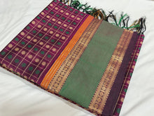 Vintage combo- Deep Purple  with Green 1000 Buttas Floral Premium Handwoven Pure Kanjivaram Silkcotton Saree Beauty