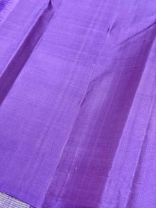 Mustard with Lavendar Jari Striped Handwoven Borderless Pure Kanjivaram Silk Saree Beauty