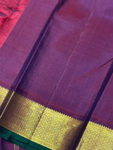 Navy Blue with Dual tone Purplish Magenta Neli Beldhari Weave Handwoven Pure Jari Kanjivaram Silk Saree Beauty