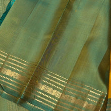 Sahana- Gorgeous Yellow with Dual tone Green Buttas Handwoven Pure Kanjivaram Silk with beautiful borders rich pallu and contrast woven blouse