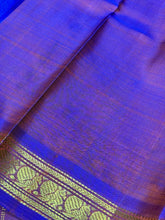 Dual tone Yellow Sampanga with Lavendar Checks Handwoven Pure Jari Kanjivaram Silk Saree Small Borders Beauty