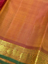 Parrot Green Orange Mustard Handwoven Pure Kanchipuram Silk Saree