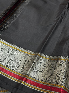 Teal blue with black Premium Handwoven Pure Zariless Kanchipuram Silk with Annapakshi Pallu beauty