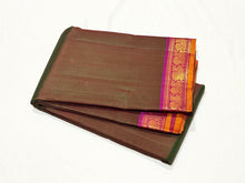 Nayaki- Beautiful Manthulir Green with Magenta Pink Handwoven Small Borders Pure Kanjivaram Silk Saree with beautiful borders rich seer pallu and contrast blouse