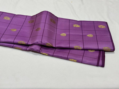 Mauve with Vadamalli Purple 1000 Buttas Borderless Handwoven Pure Jari Kanjivaram Silk Saree Beauty