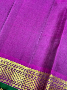 MS Blue with Deep Wine Handwoven Pure Kanjivaram Silk Saree Beauty