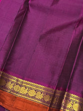Deep Sapphire Blue with Dark Wine Spaced Borders Handwoven Pure Jari Kanjivaram Silk Saree Beauty