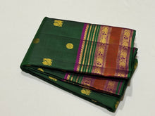 Bottle Green with Deep Wine Buttas Handwoven Pure Jari Kanjivaram Silk Saree with Varisaipet Borders Beauty