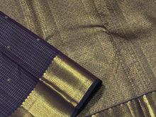 Dark Kanchana Brown with Gold Jari Oosi Kattam with Small buttis Handwoven Pure Jari Kanjivaram Silk Saree with rich borders pallu and self colored blouse