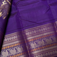 Premium Zariless Weave- Peacock Blue with Deep Purple Muthukattam Checks Handwoven Pure Kanjivaram Silk Saree with Doublepet Borders rich pallu sorgavasal themed with contrast blouse beauty