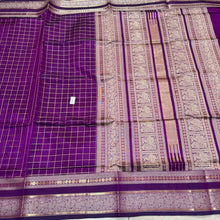 Deep Magenta with Jari Checks Premium Handwoven Pure Kanjivaram Silkcotton saree with intricate borders Pallu